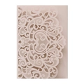 Detailed laser cut floral invitation cover in elegant light pink with pearlescent finish - Nude Pink