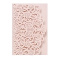 Detailed laser-cut pink pearlescent paper wedding invitation cover with floral patterns - Light Pink