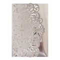 Detailed laser-cut lace floral pattern on silver European wedding invitation cover - Reflective Silver
