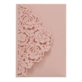 Macro shot of laser-cut rose floral details on pink matte invitation card paper - Light Pink