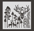 Stencil PET con renne di Natale e foresta per pittura fai da te su pietra e pareti - Stile Alce della Foresta (A)