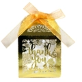 Golden laser-cut hollow thank you favor box with floral patterns and organza ribbon - Reflective Gold