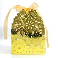 Detailed laser-cut floral gift box in shiny gold with decorative satin ribbon bow - Reflective Gold