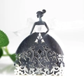 Detail of laser cut flower pattern on black girl dress silhouette candy gift box - Reflective Silver