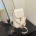 Schicke beige gewebte Mini-Umhängetasche für Handys mit Silberverschluss für Damen - Weiß