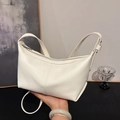 Minimalist creamy white leather crossbody bag with adjustable strap and silver zipper detail - White