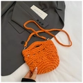 Handmade bright orange crochet bucket bag with crossbody strap for summer beach vacation - Orange
