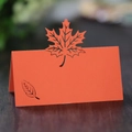 Laser-cut orange maple leaf place cards for Thanksgiving and wedding table settings - Orange