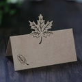 Laser cut maple leaf orange place cards for Thanksgiving and autumn wedding table decor - Kraft Paper