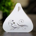 Elegant white laser-cut tulip candy box for weddings with intricate floral hollow pattern - White