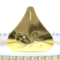 Macro view of laser-cut tulip candy box in shimmering gold paper for weddings - Reflective Gold