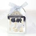 Boîte cadeau mariage argentée découpée au laser avec silhouette de couple et ruban - Argent Réfléchissant