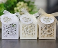 Detailed snowflake laser cut candy boxes in white and beige with thank you tags - With Gift Tag (Mixed Colors)