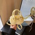 Mini lichtgele PU-lederen handtas met metalen strik en verstelbare schouderriem - Geel