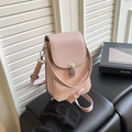 Pink marble texture crossbody phone bag with silver twist lock and handle - Pink