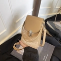Khaki crossbody phone bag with marble texture and silver buckle, handheld display - Khaki