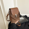 Petit sac à bandoulière marron vintage en similicuir avec fermoir rotatif argenté - Marron