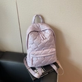 Quilted lavender backpack with heart texture and woven zipper detail in soft lilac - Purple