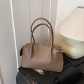 Deep brown lychee pattern leather tote bag for daily commute and professional style - Elephant Grey