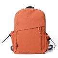 Orange-red waterproof nylon casual backpack with zipper pocket and side drawstring pockets - Orange Red