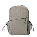 Lightweight grey-green wrinkled nylon travel backpack with asymmetric zipper pocket - Grey Green