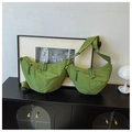 Grass green crescent canvas crossbody bag with thick woven zipper and adjustable strap - Large / Green
