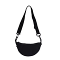 Bolso bandolera de nailon negro en forma de media luna con correa ajustable y cremallera - Negro