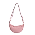 Bolso bandolera minimalista de nailon rosa con forma de media luna para mujer - Rosa