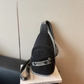 Sac de poitrine léger en nylon noir avec bandoulière décorative rayée SJCHAO - Noir