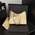 Handwoven straw tote bag with white leather trim and matching small pouch - Cream White Straw