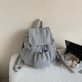 Light grey nylon backpack with NUT ING embroidery and drawstring flap closure - Blue