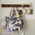 Tie-dye canvas backpack with buckle closure and plush charms for college students - Black Single Shoulder