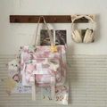 Pink and white tie-dye canvas backpack with plush star charms and JIANING letters - Pink Crossbody