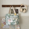 Green and white tie-dye canvas backpack with cute plush star and bone charms - Green Tote Bag Style