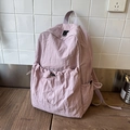 Casual nylon outdoor backpack for women in light purple finish with drawstring pockets - Purple