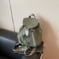 Mini zaino urbano a quadretti verdi con fibbia a scatto e spalline in nylon alla moda - Verde
