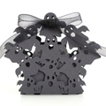 Scatola di caramelle nera per Halloween tagliata al laser con fantasma e fiocco - Stile Motivo Fantasma (XTH-380)