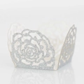 Lasergesneden zilveren glitter cupcake wrappers met elegante rozen holle patronen - Zilveren Glitter