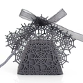 Scatola di caramelle Halloween con ragnatela tagliata al laser e fiocco di nastro nero - Stile Motivo Ragnatela (XTH-381)