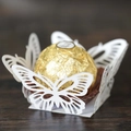 Elegant white laser-cut butterfly chocolate favor box for wedding and party decorations - 50 Pcs / White