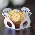 White paper diamond ring hollow out holder for chocolate candy wedding party decoration - White