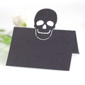 Marque-place Halloween noir avec découpe de crâne pour décoration de table festive - Noir
