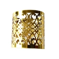 Golden hollow cylindrical napkin ring with geometric floral cut-outs for wedding party decor - Double Sided Reflective Gold