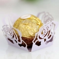 Laser cut white rose hollow chocolate paper liner for wedding and party favors - Light Purple