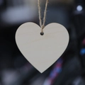 Natural heart-shaped wooden gift tag with rustic twine cord for holiday decoration - Heart / 7.5cm