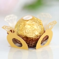 Detailed laser-cut gold diamond ring shape hollow paper wrappers for chocolate decorations - Gold