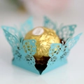 Light blue laser-cut butterfly favor box with elegant hollow-out design for wedding candy - Tiffany Blue