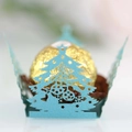 Boîte à chocolat bleue découpée au laser en forme de sapin de Noël avec emballage - Bleu Tiffany