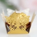 Laser-cut gold butterfly candy box for weddings featuring hollow decorative paper card design - Reflective Gold