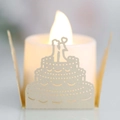 Abat-jour en papier découpé au laser blanc cassé pour bougies LED thème mariage - Étoile Crème Bijoux